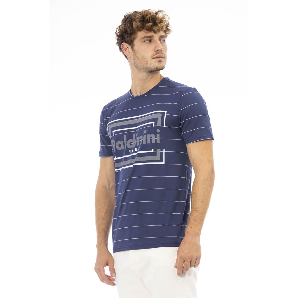 Blue Cotton Men T-Shirt