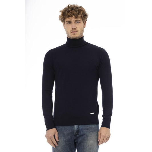 Blue Wool Men Sweater