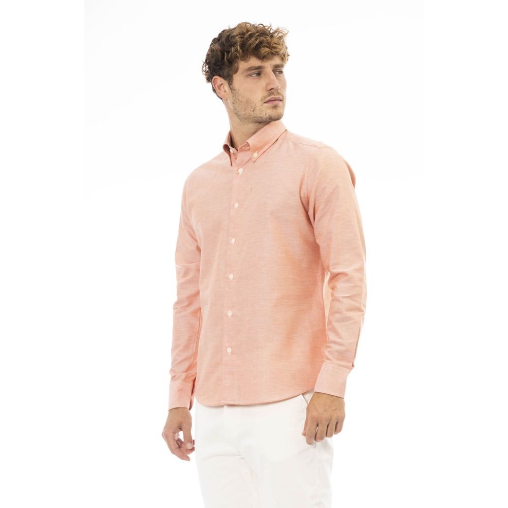 Orange Cotton Men Shirt