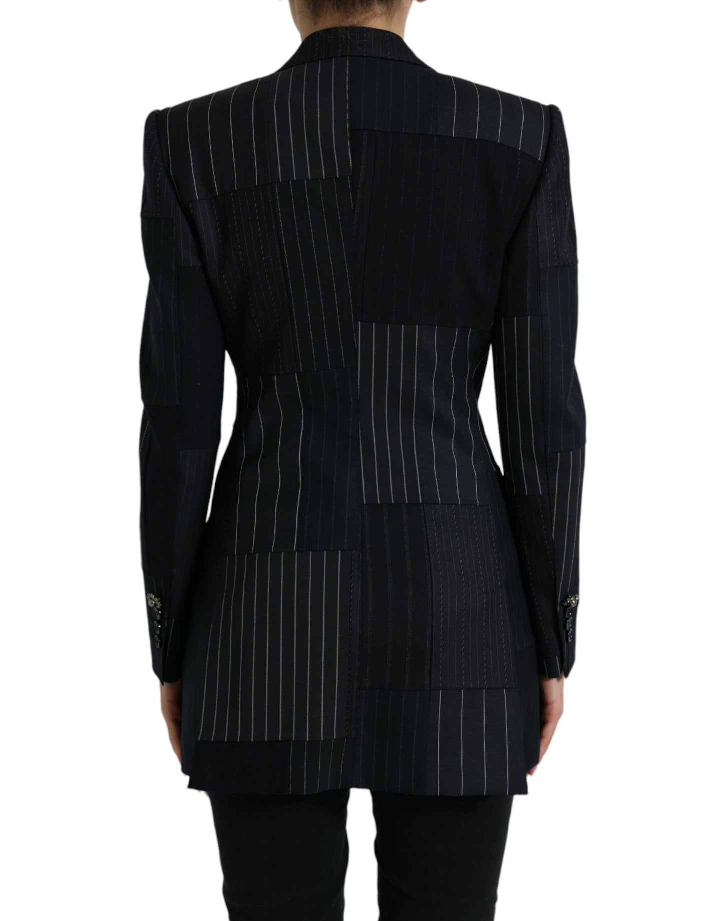 Elegant Striped Virgin Wool Blazer