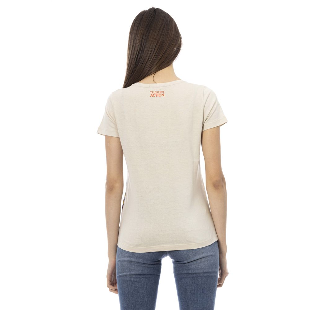 Beige Cotton Women T-Shirt