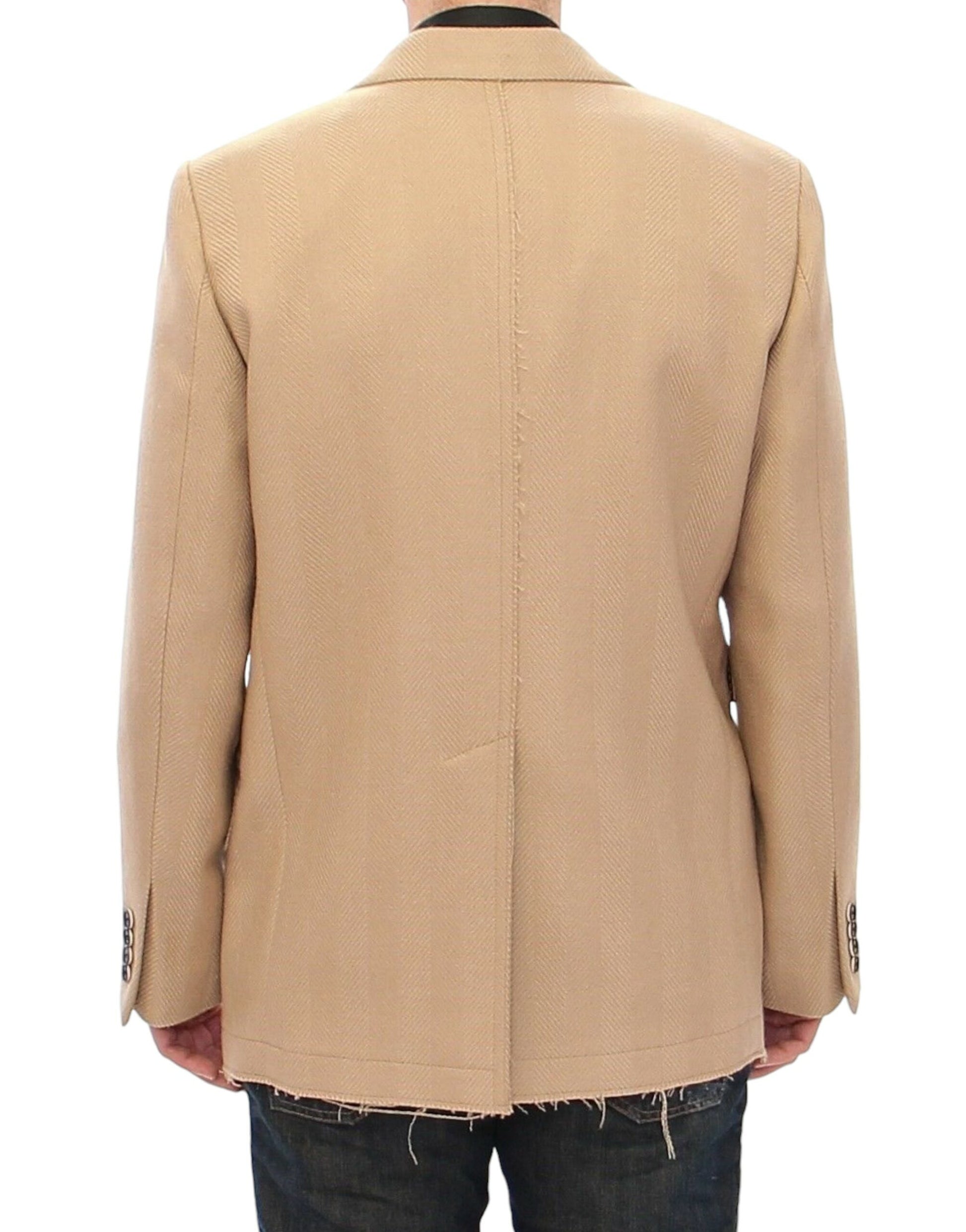 Elegant Beige Formal Wool Coat