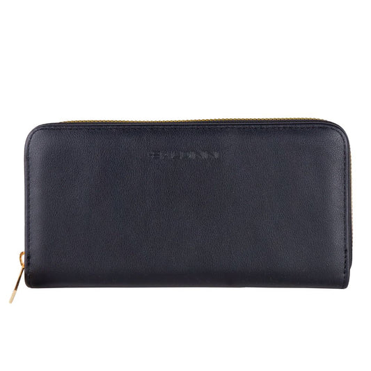 Chic Black Leather Zip Wallet