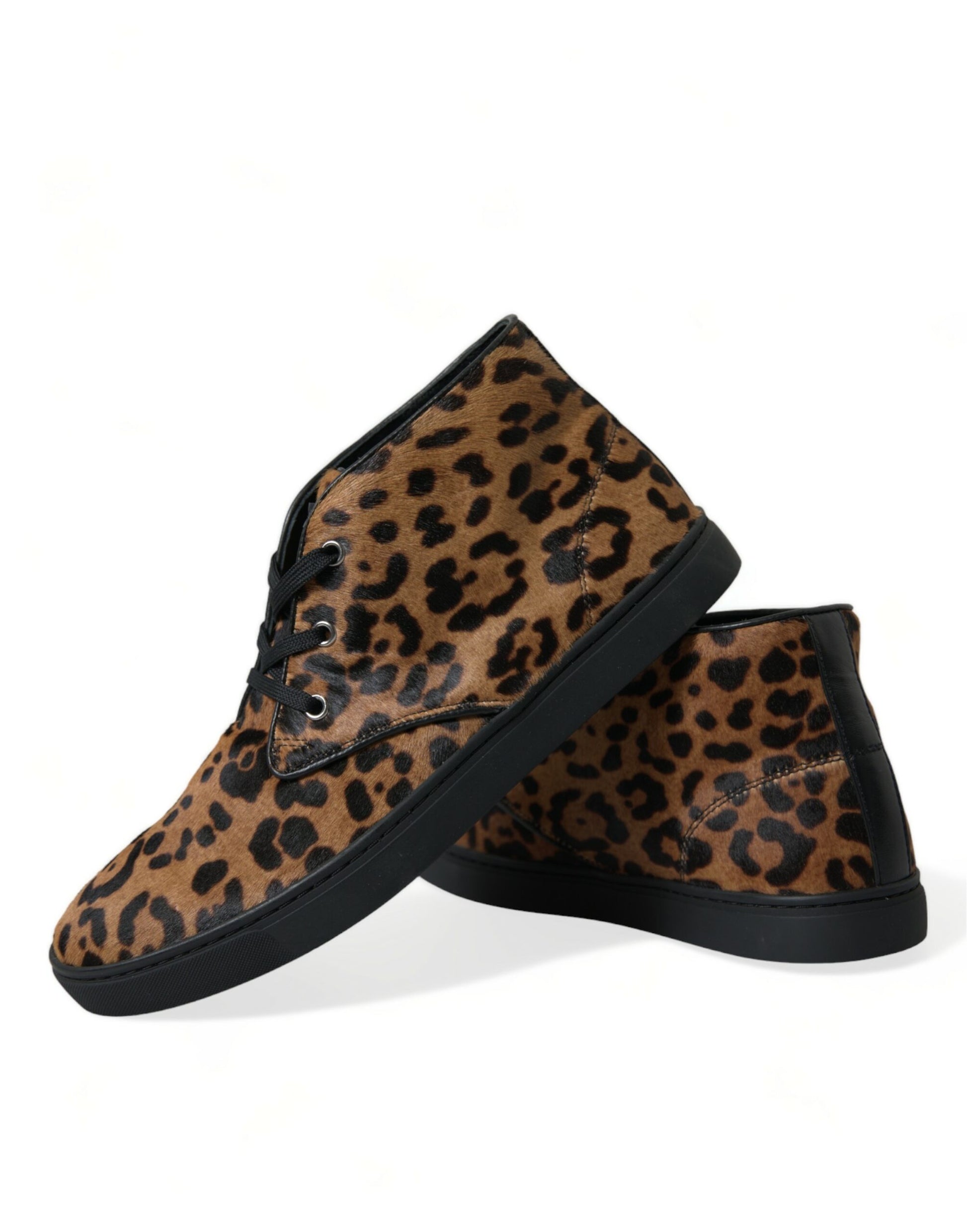 Elegant Leopard Print Mid-Top Sneakers