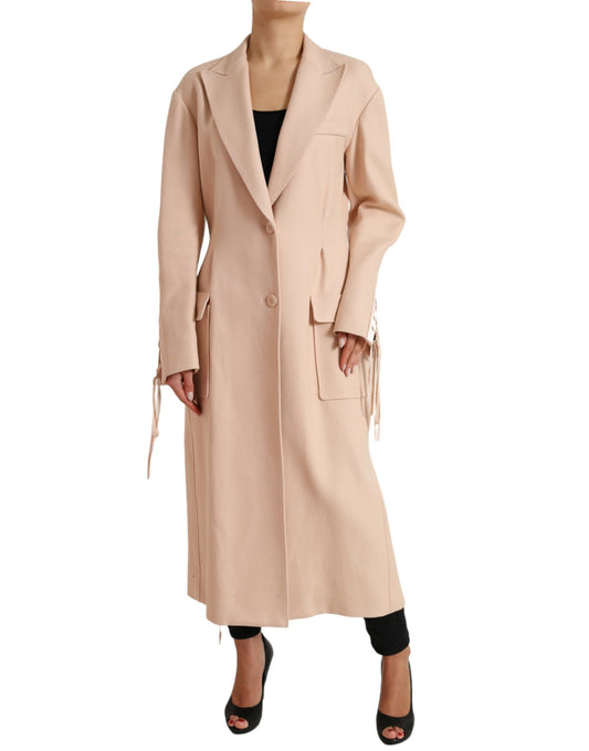 Elegant Beige Single-Breasted Trench Coat