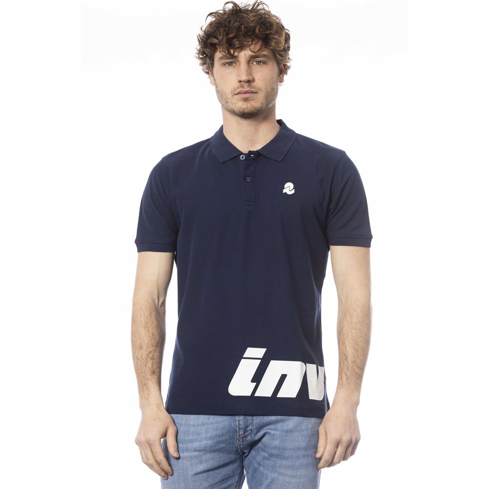 Blue Cotton Men Polo Shirt