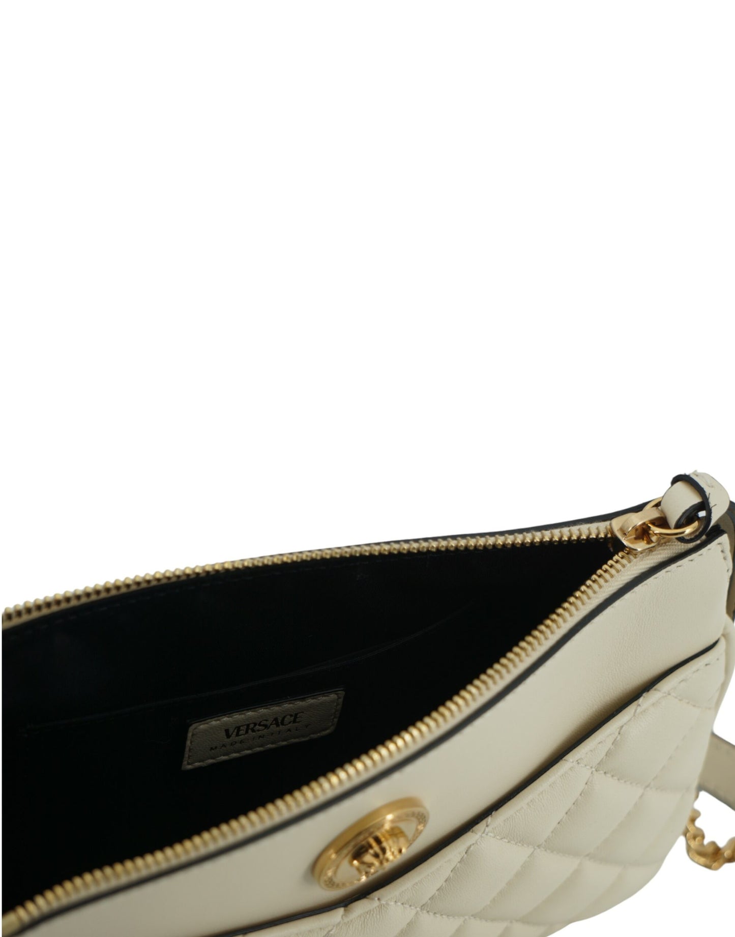 Elegant White Lamb Leather Crossbody Pouch