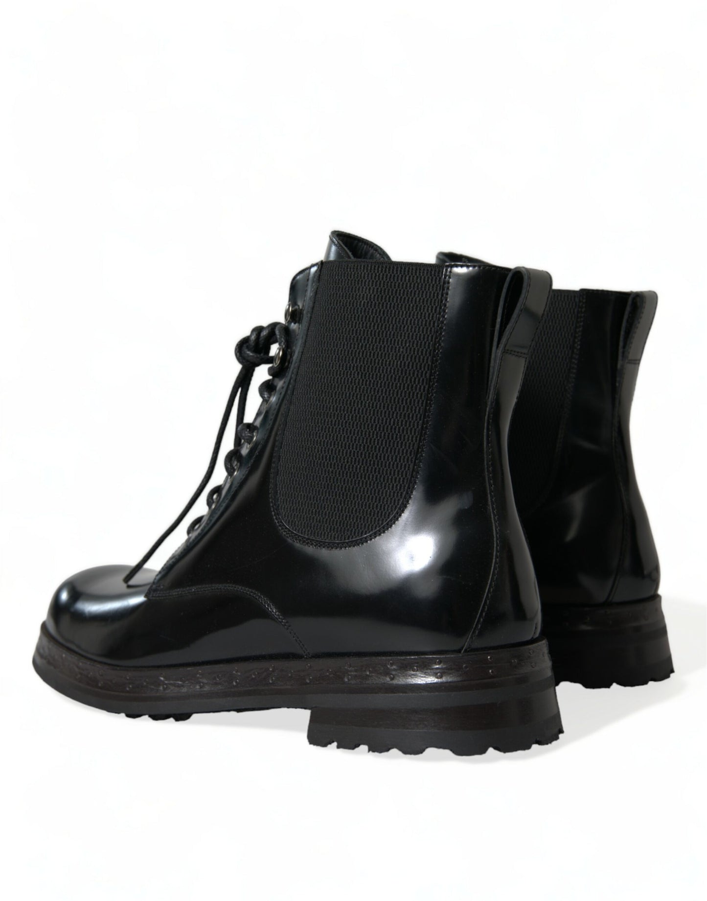 Elegant Black Leather Mid Calf Men's Boots