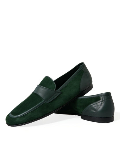 Emerald Velvet Leather Loafers for Men