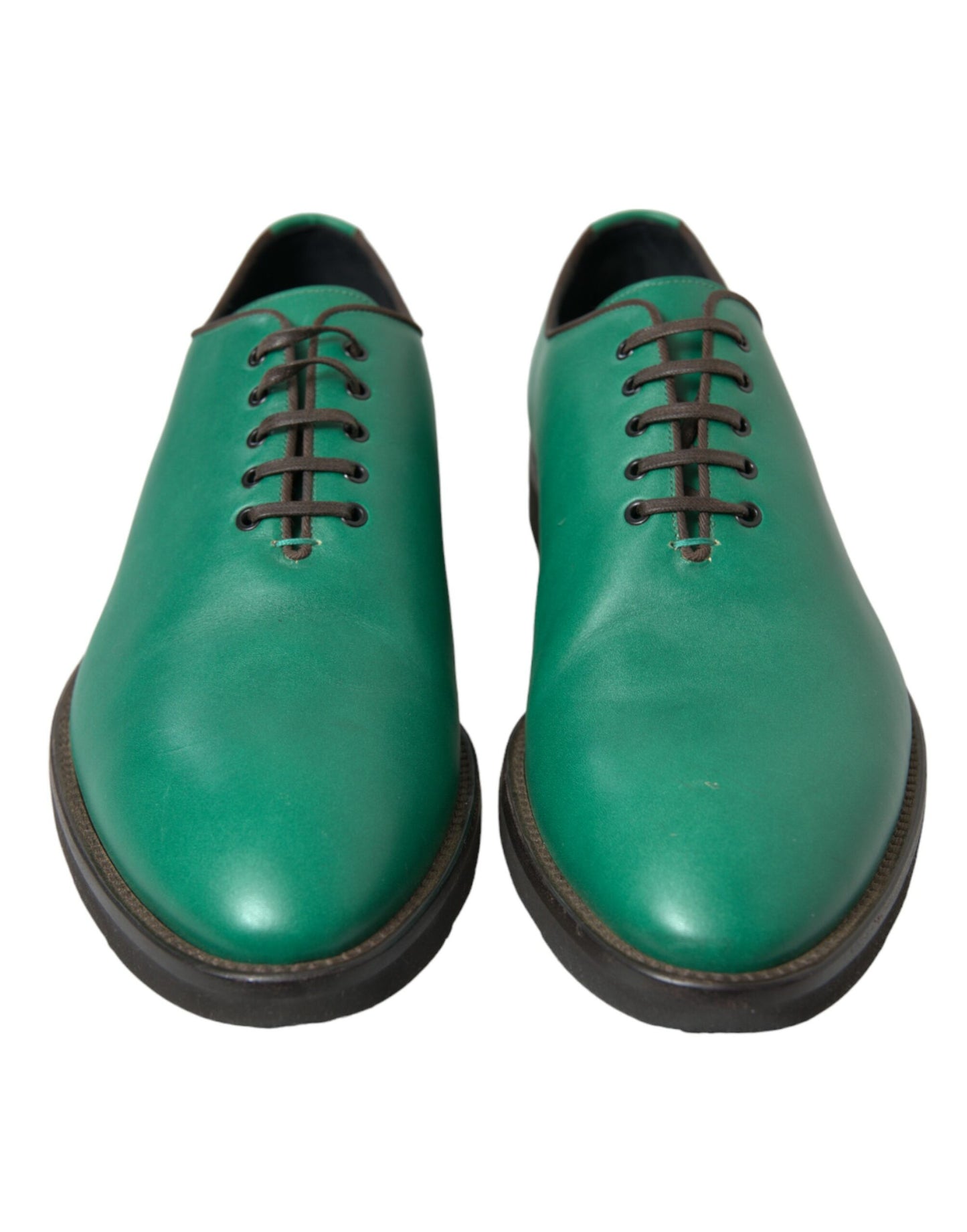 Elegant Green Leather Oxford Dress Shoes