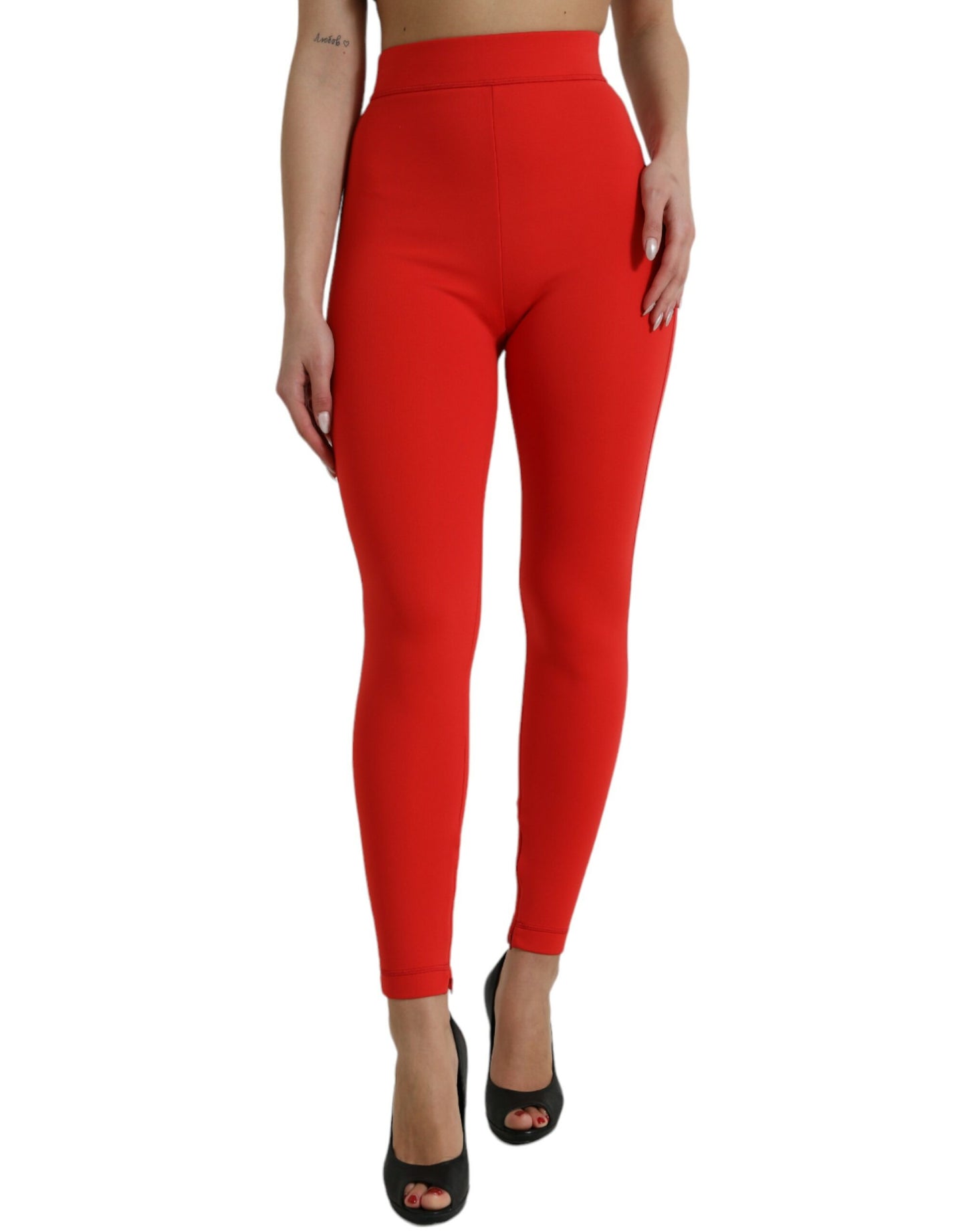 Elegant High Waist Red Leggings