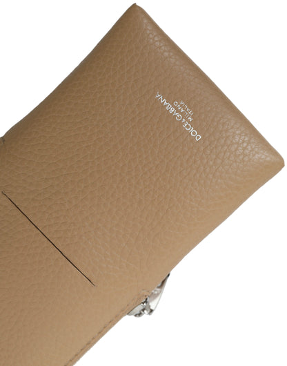 Elegant Beige Leather Crossbody Phone Bag