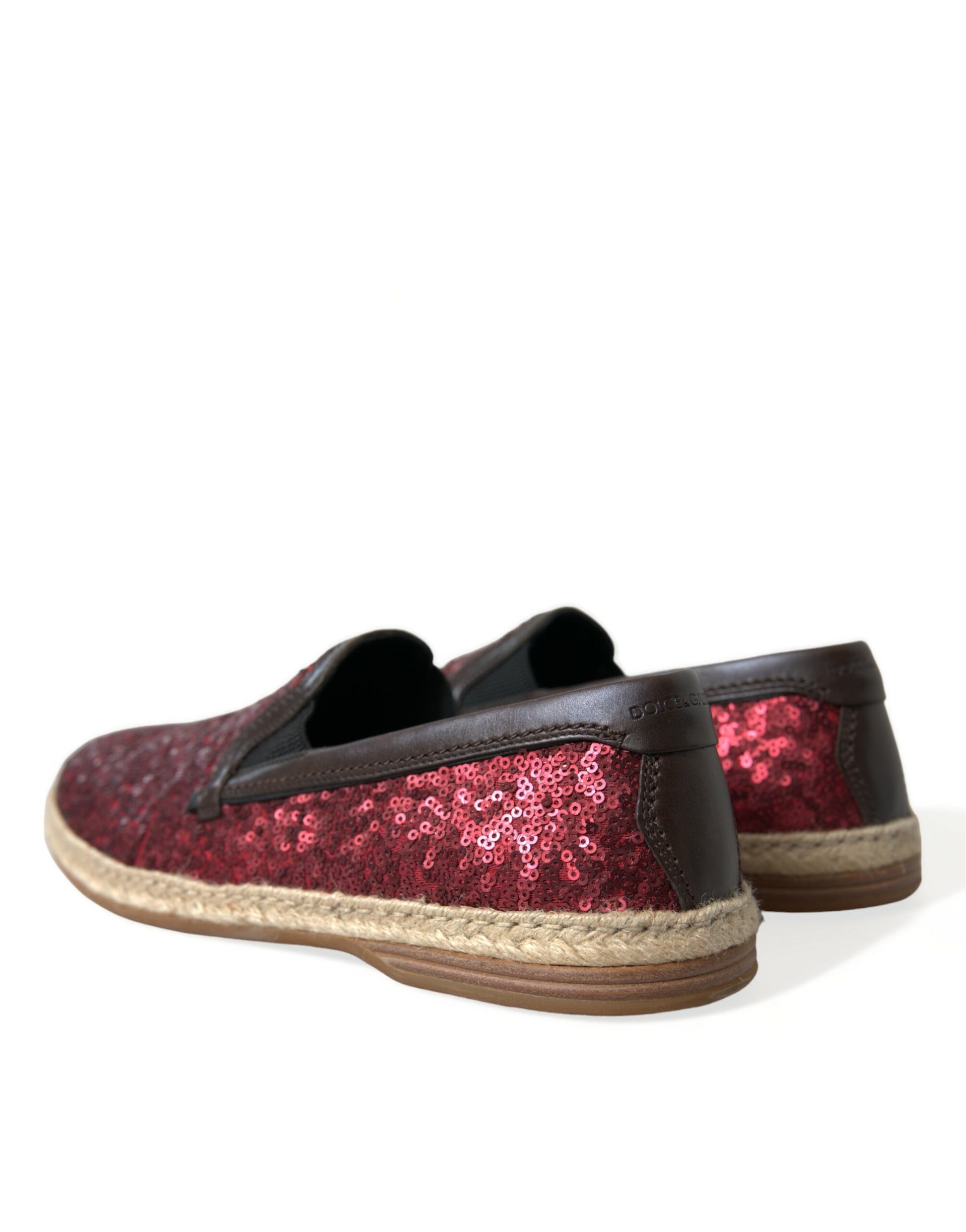 Red Sequined Leather Loafers