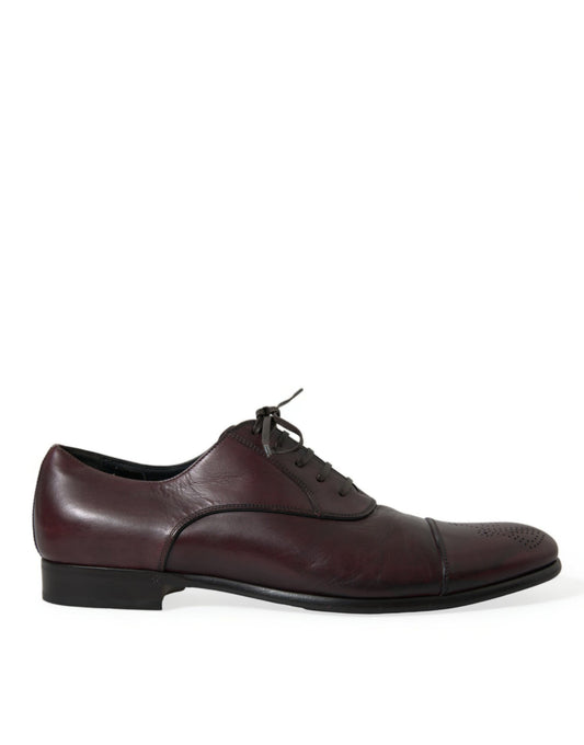 Elegant Burgundy Leather Derby Shoes