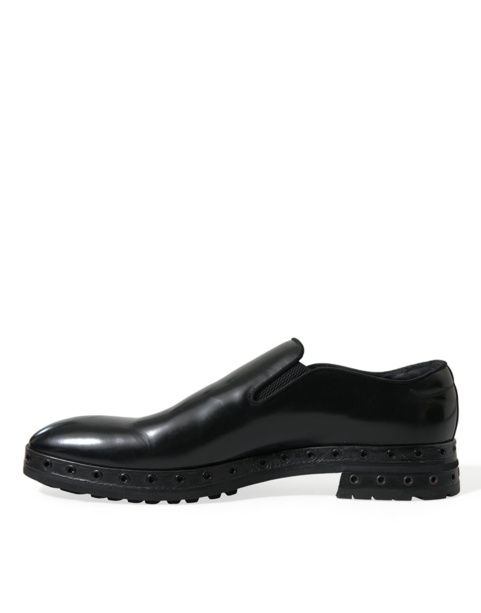 Elegant Black Leather Studded Loafers