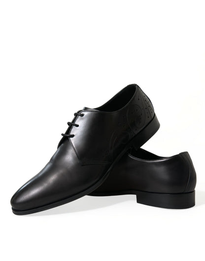 Elegant Black Leather Derby Dress Shoes