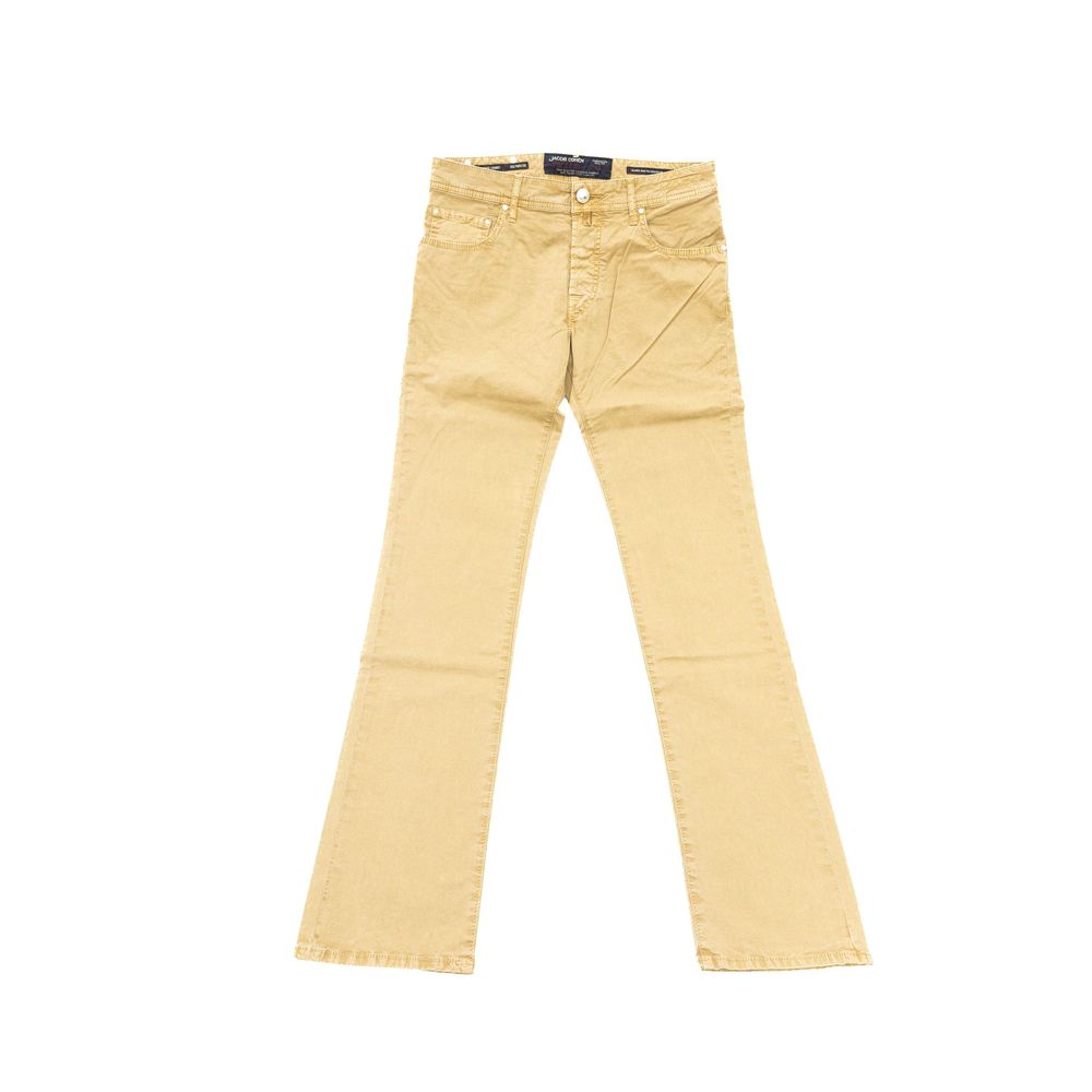 Beige Cotton Men Jean