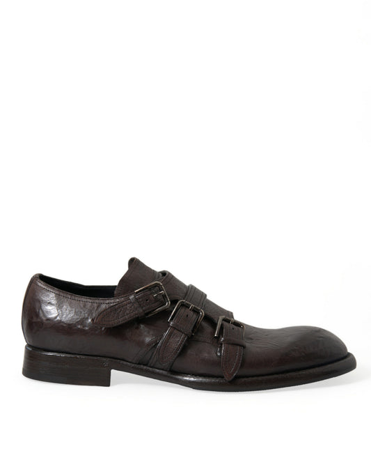 Elegant Triple Buckle Leather Dress Shoes