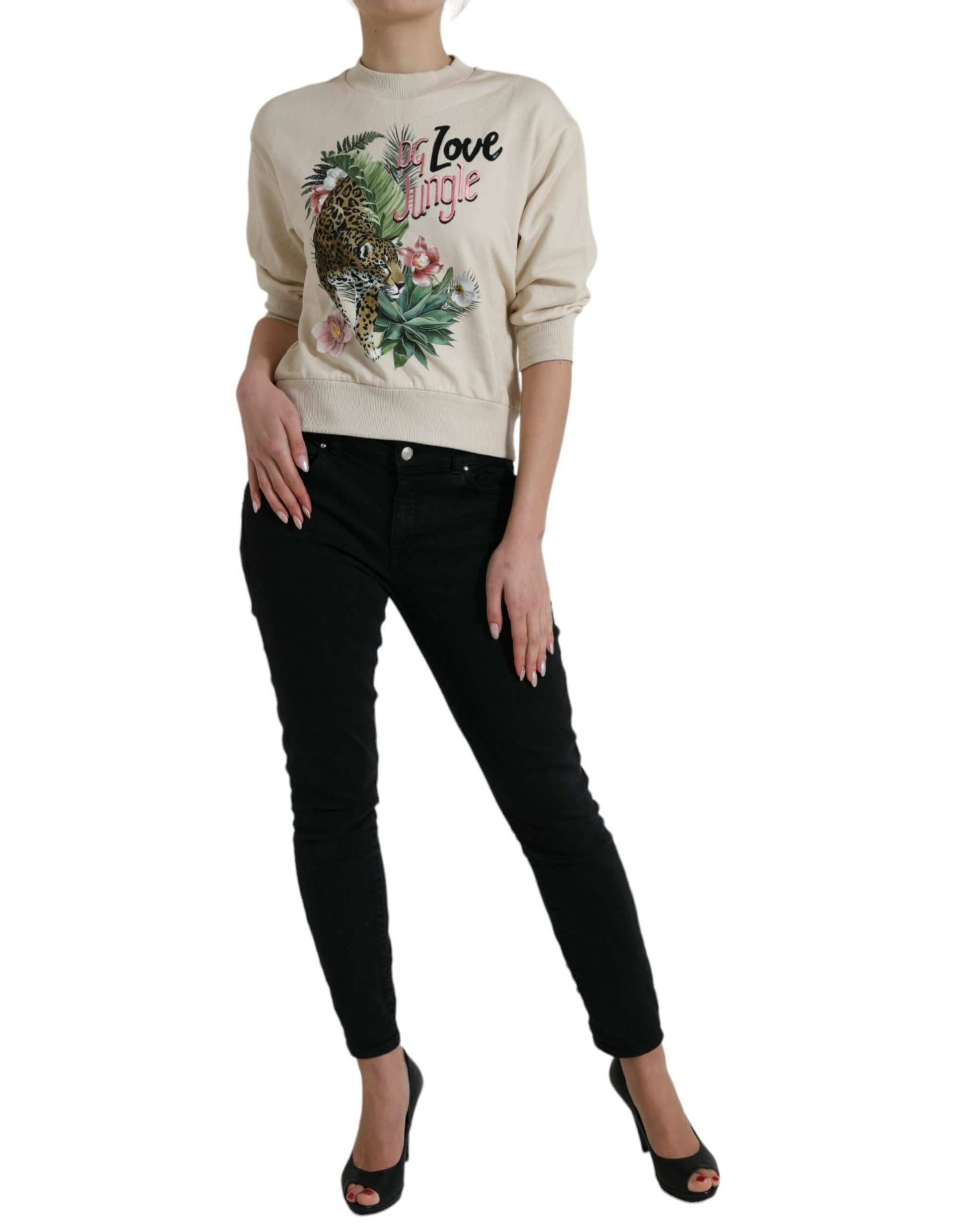 Elegant Jungle Print Crewneck Sweater