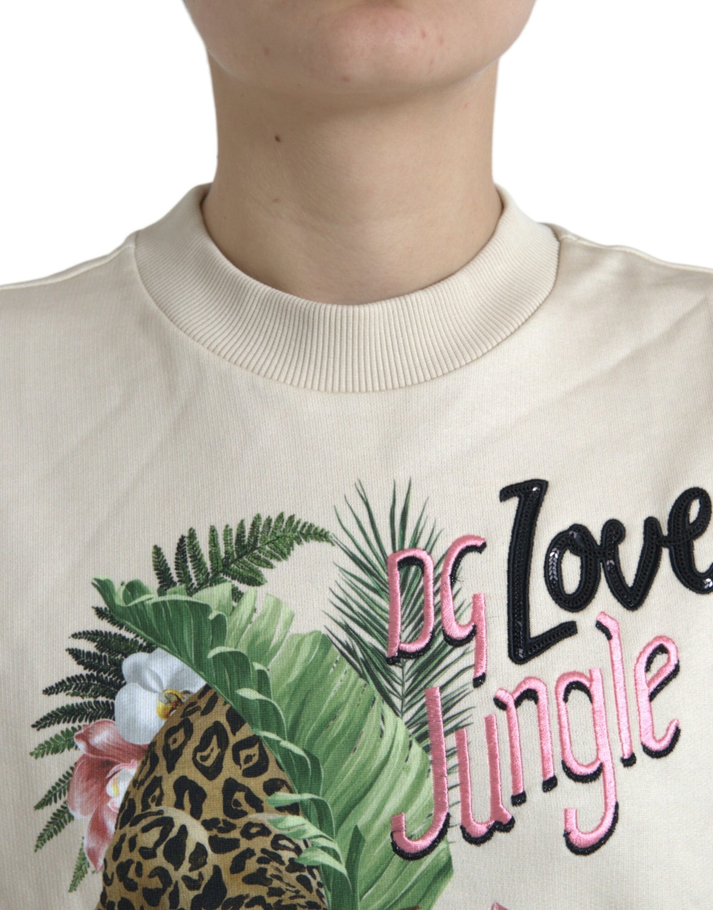 Elegant Jungle Print Crewneck Sweater