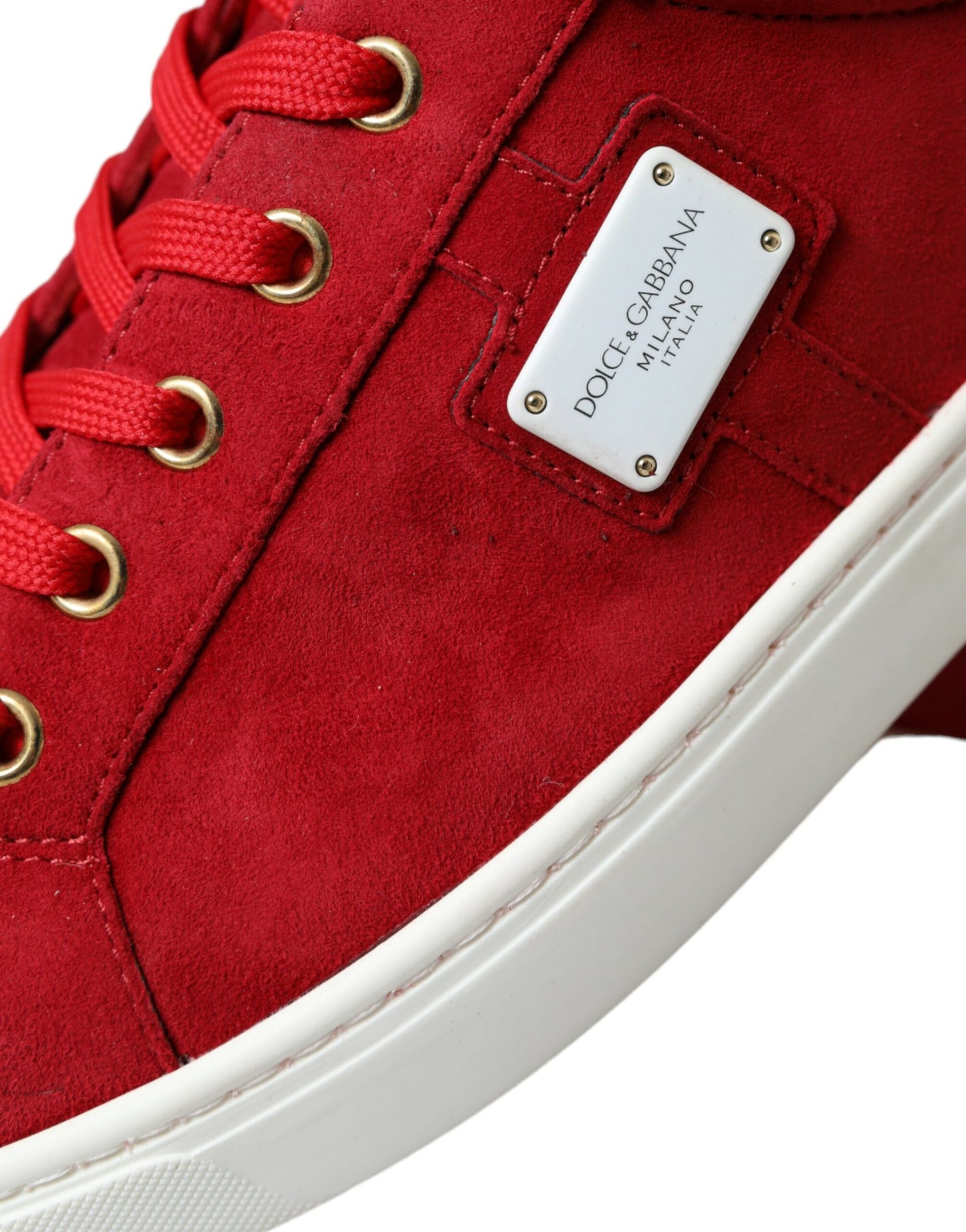 Elegant Red & White Leather Sneakers