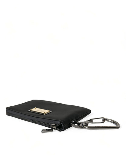 Elite Black Nylon & Leather Pouch with Logo Detail