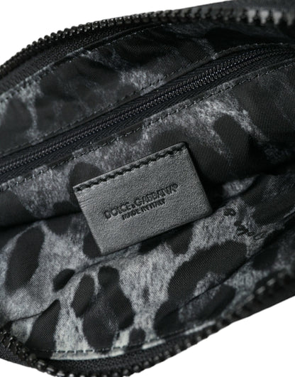 Elite Black Nylon & Leather Pouch with Logo Detail