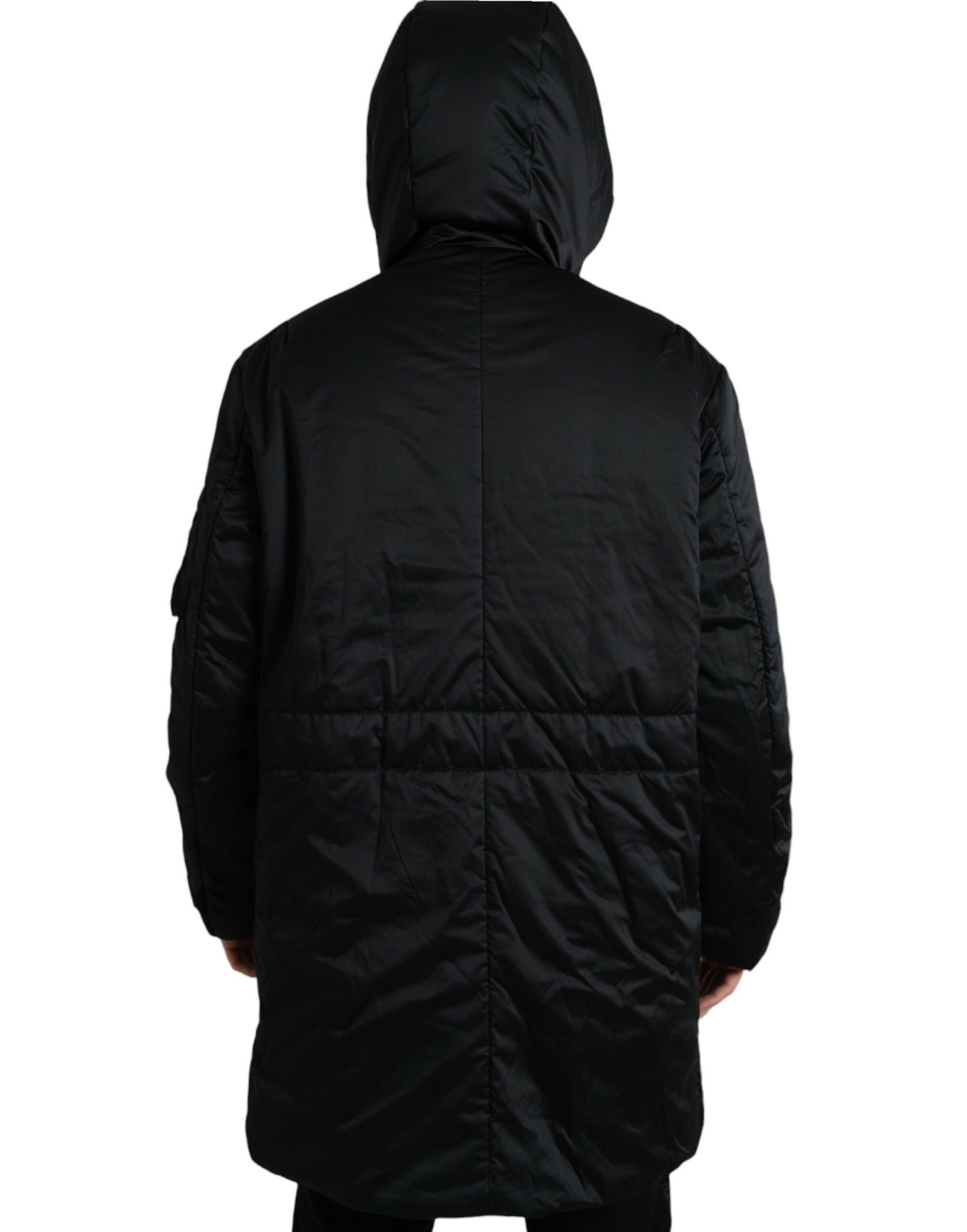 Elegant Black Hooded Parka Jacket