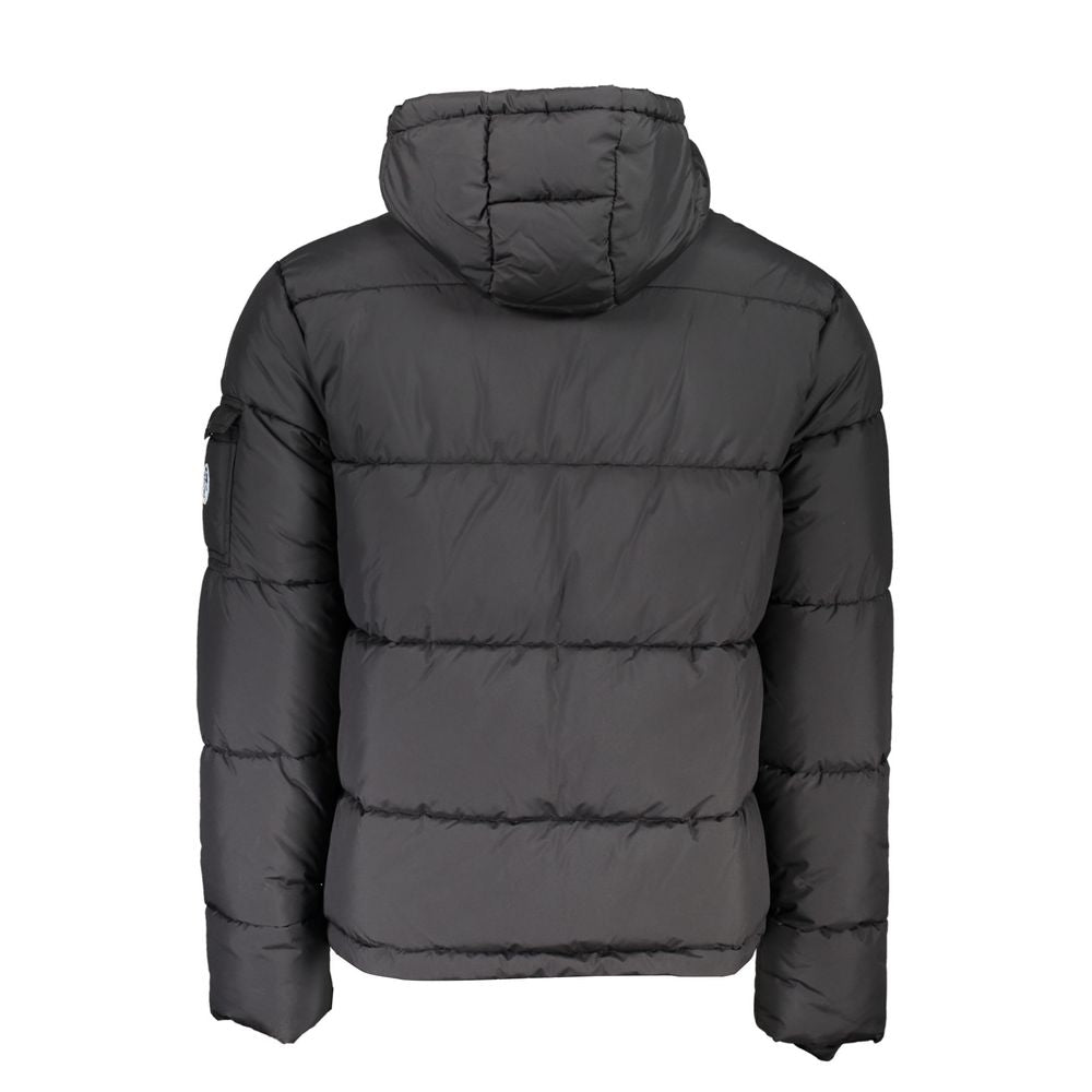 Eco-Conscious Black Jacket with Removable Hood