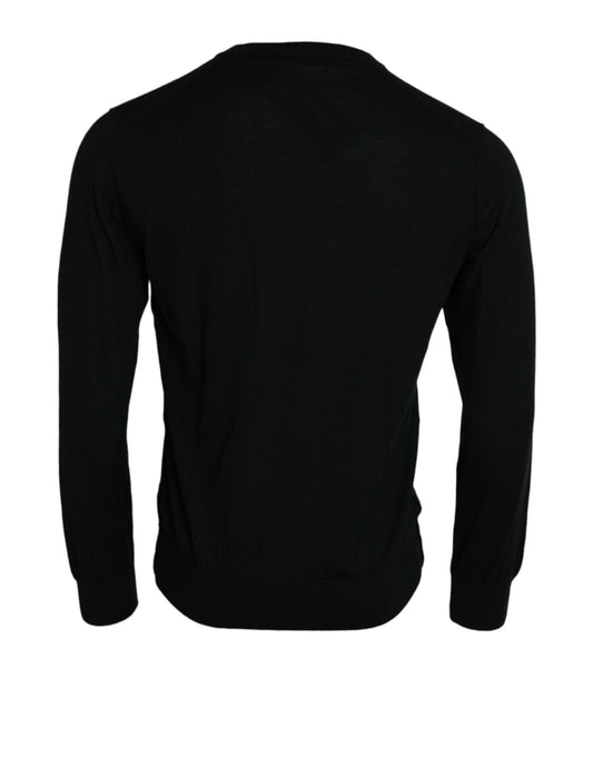 Elegant Black Cashmere Pullover Sweater