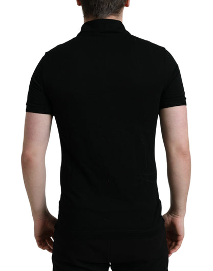 Elegant Black Cotton Polo Shirt