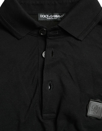 Elegant Black Cotton Polo Shirt