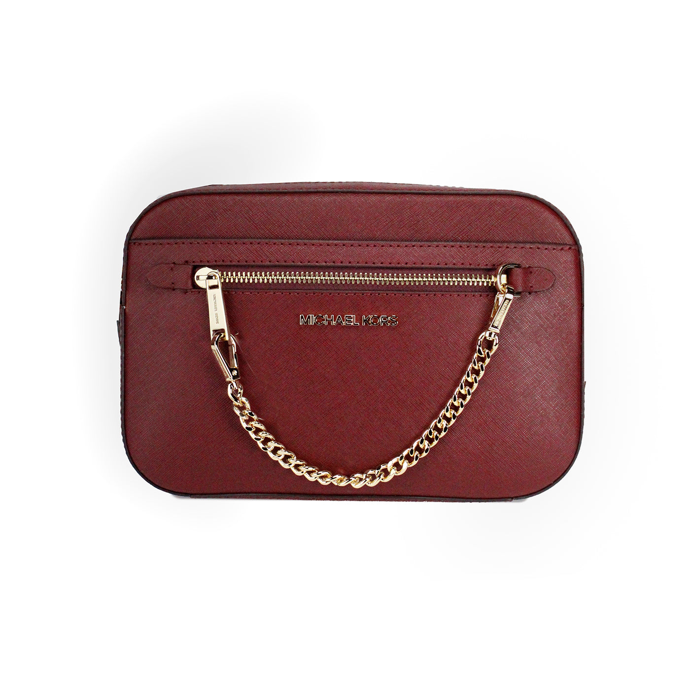 Jet Set East West Large Dark Cherry Leather Zip Chain Crossbody Bag