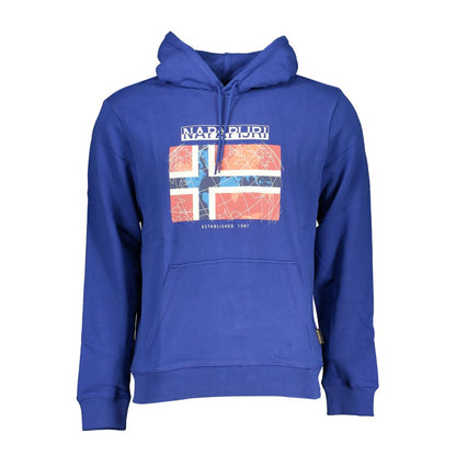 Chic Blue Hooded Sweatshirt with Logo Print