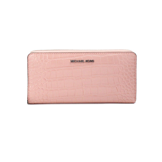 Jet Set Large Pink Animal Print Leather Continental Wrist Wallet