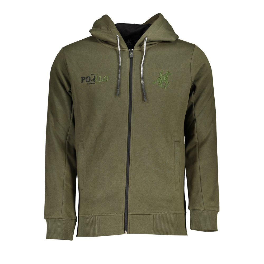 Elegant Green Hooded Long-Sleeve Sweatshirt