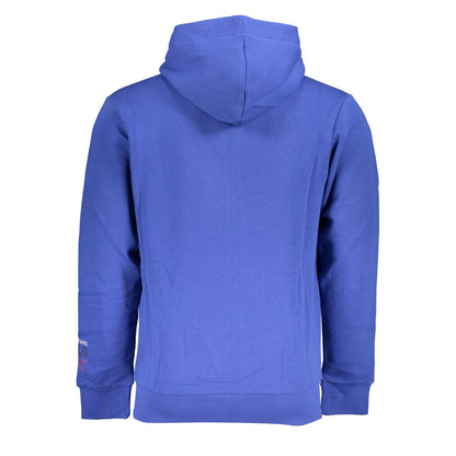 Chic Blue Hooded Fleece Sweatshirt with Embroidery