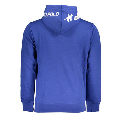 Chic Blue Hooded Fleece Sweatshirt with Logo Detail