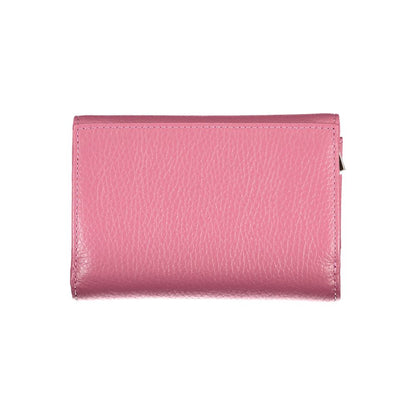 Elegant Pink Leather Wallet with Multiple Compartments