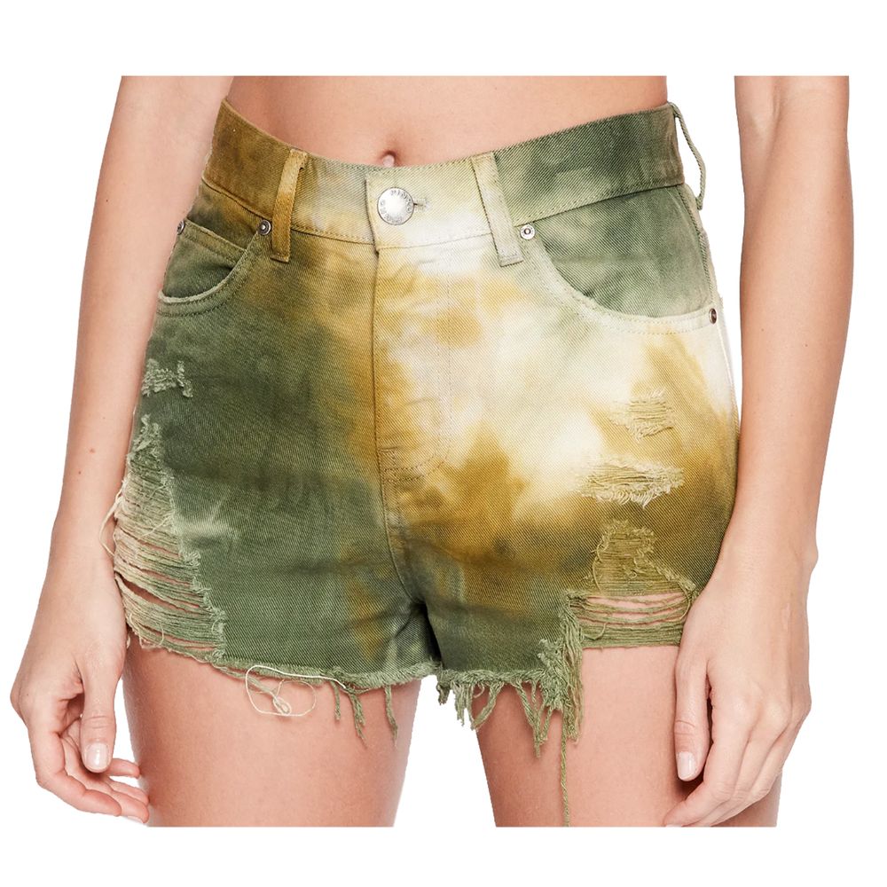 Military Green Cotton Women Shorts