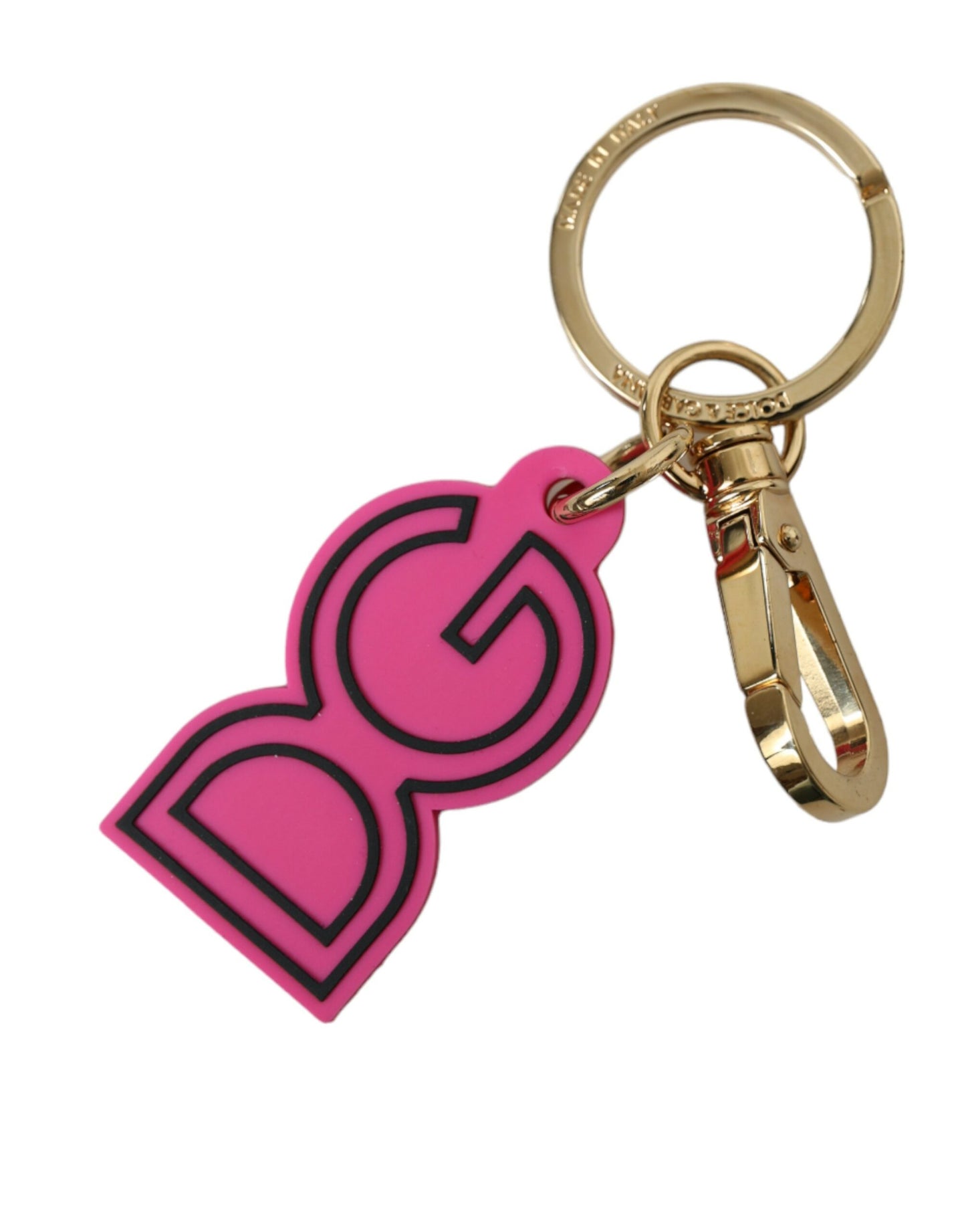 Chic Gold and Pink Logo Keychain