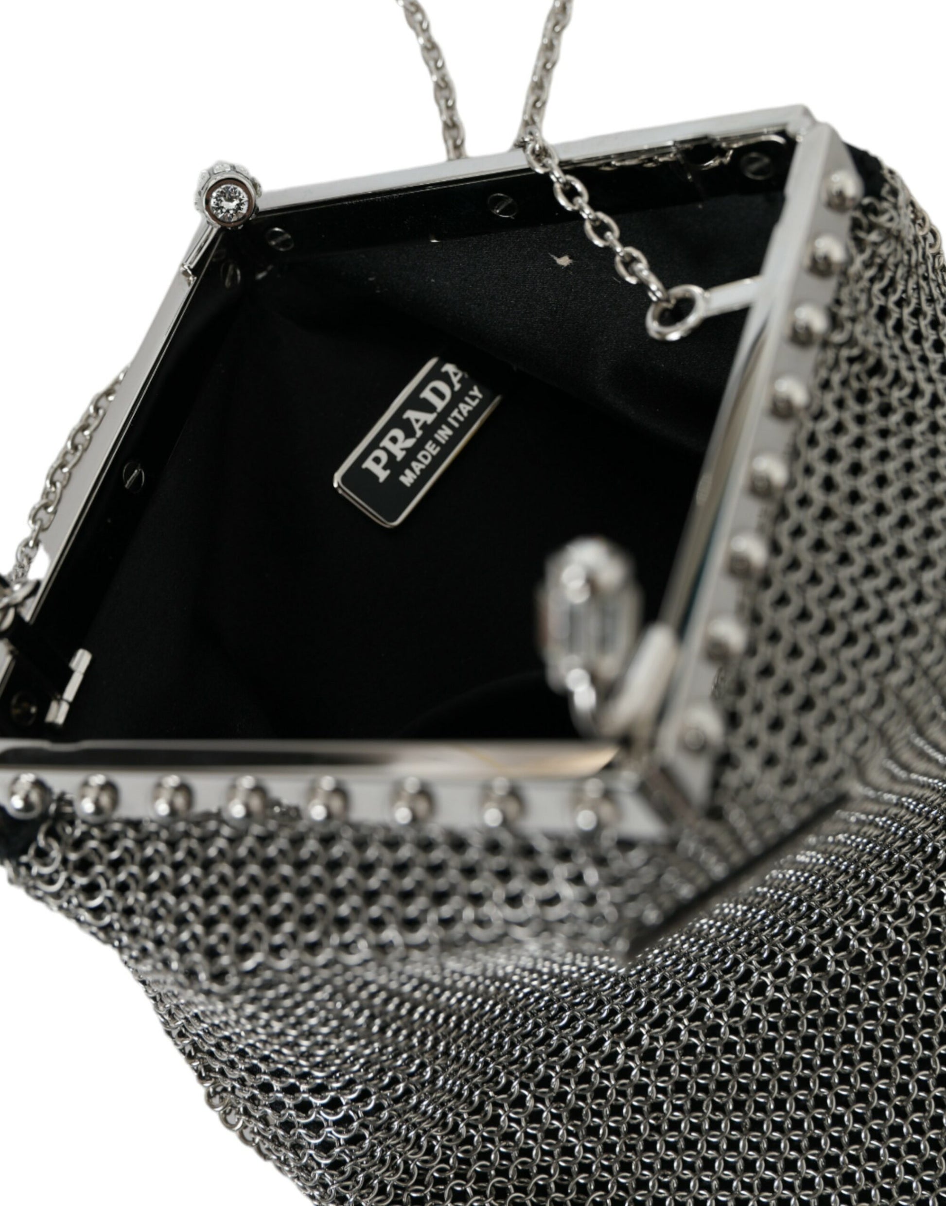 Elegant Silver Mesh Shoulder Evening Bag