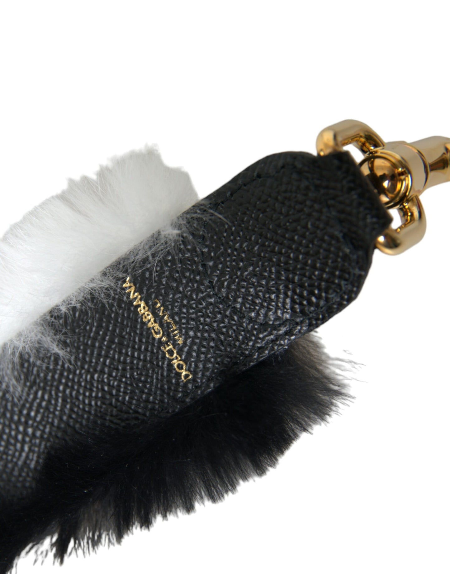 Black White Lapin Fur Accessory Shoulder Strap