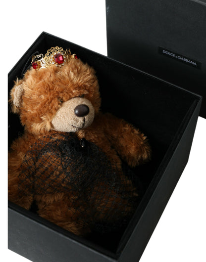 Brown Teddy Bear Gold Crystal Crown Hair Band Diadem