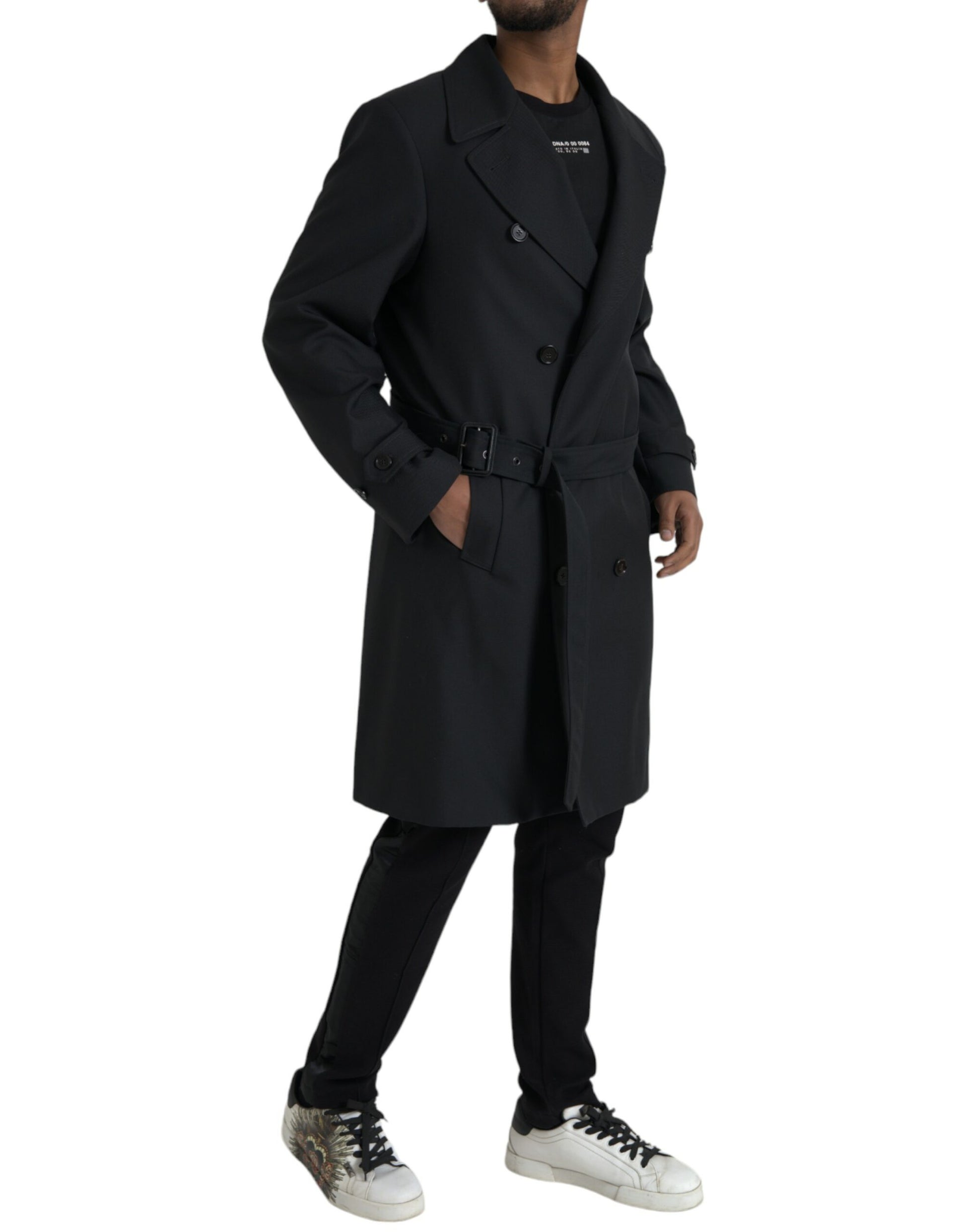 Black Double Breasted Trench Coat Jacket