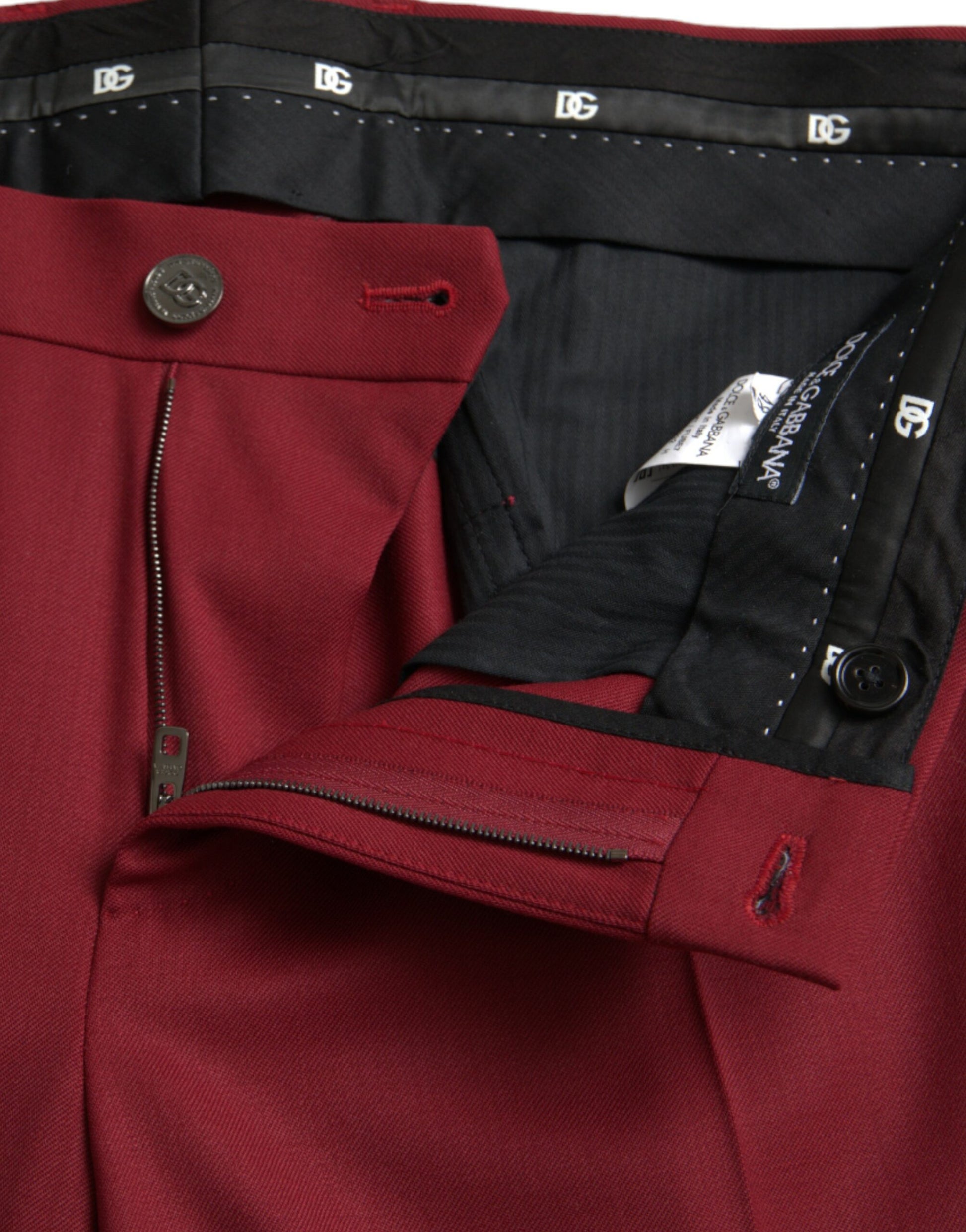 Red Wool Men Slim Fit Dress Pants