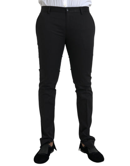 Black Cotton Stretch Skinny Dress Pants