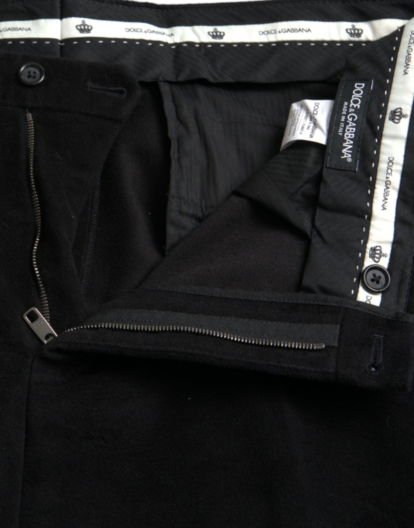 Black Cotton Velvet Skinny Pants