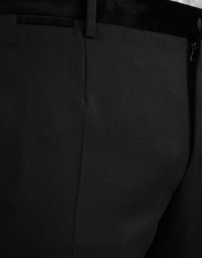 Black Silk Men Skinny Dress Pants