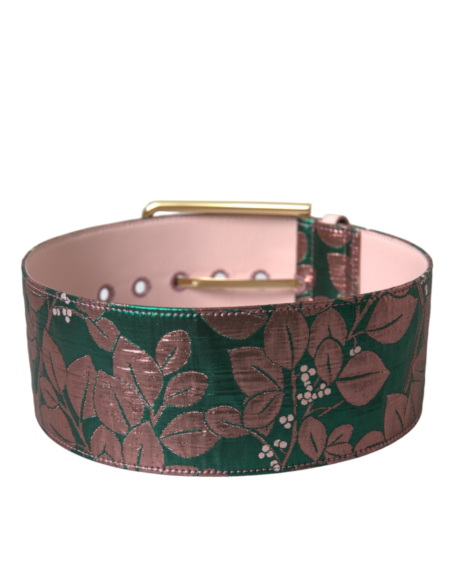 Multicolor Floral Jacquard Lurex Gold Buckle Belt